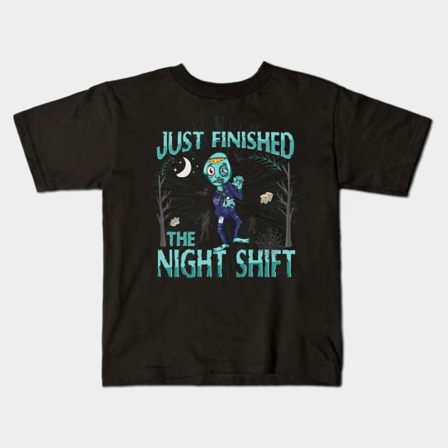 Funny Halloween EMTs Paramedic Nurse Tired Zombie Kids T-Shirt by Jandjprints